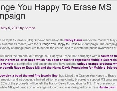 MomTrends.com – “Orange You Happy to Erase MS Campaign” – May 5, 2012